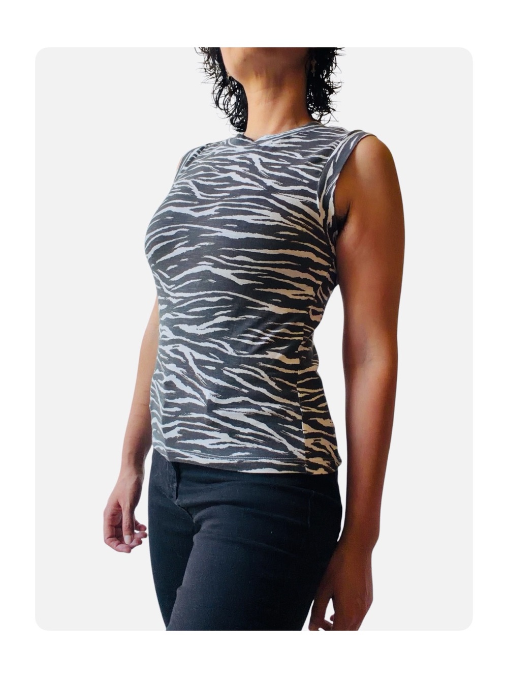 ★ All Saints NWT Zebra Print Fashion Forward Casual Tank Top S ★